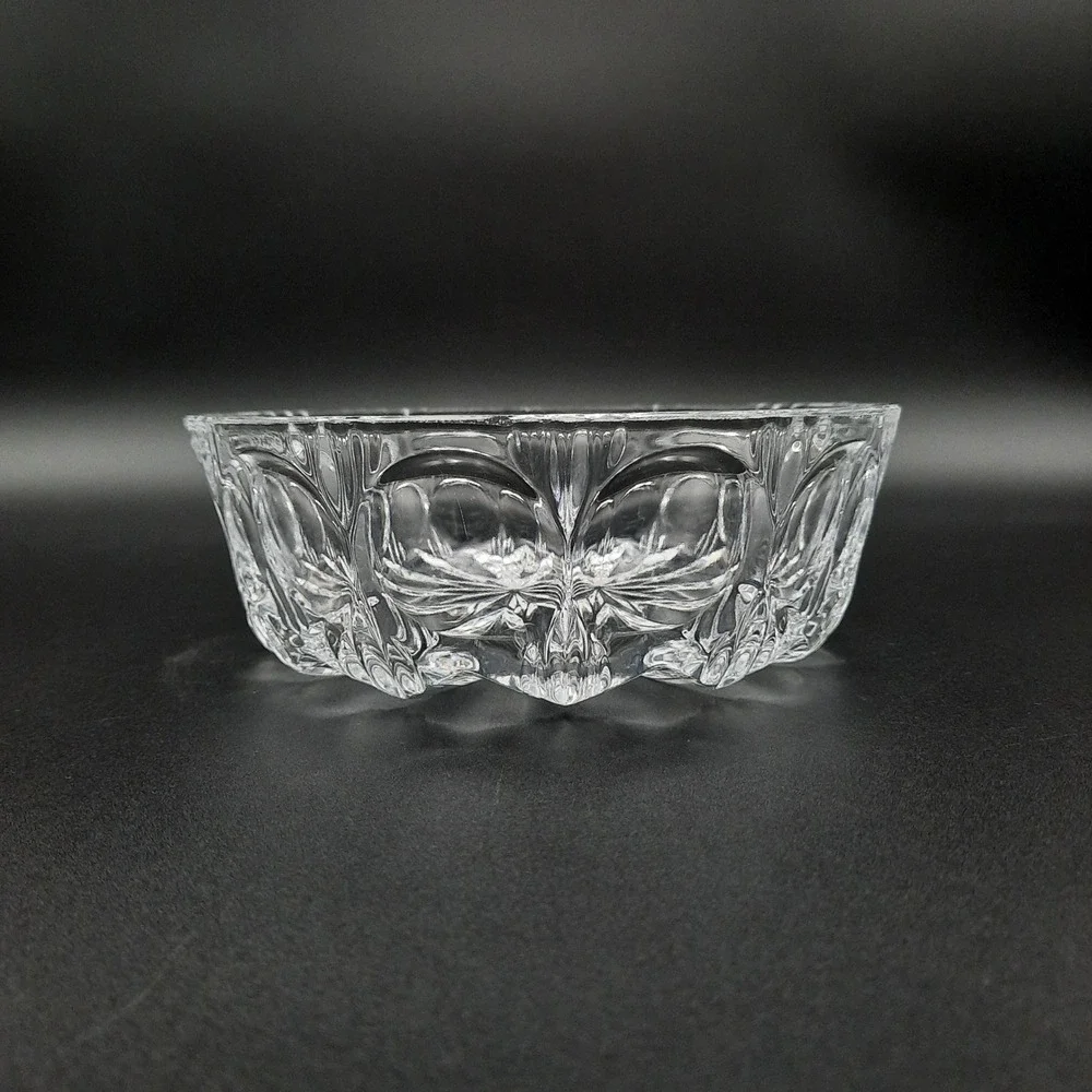 Vintage Pressed Glass Bowl Starburst‎ & Oval Panel Pattern Clear Heavy Glass 6